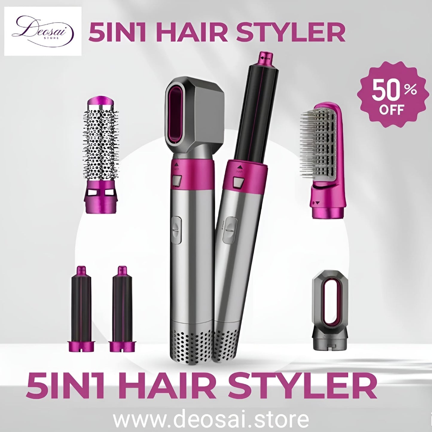 Electric Hair Dryer Blow Dryer Comb Rotating Hot Air Brush 5 In 1 Hairdryer Hair Blower Brush Hair Curler Curling Iron Styler