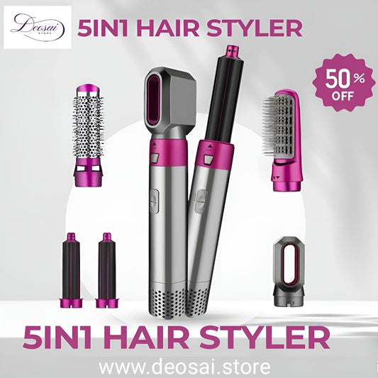 Electric Hair Dryer Blow Dryer Comb Rotating Hot Air Brush 5 In 1 Hairdryer Hair Blower Brush Hair Curler Curling Iron Styler