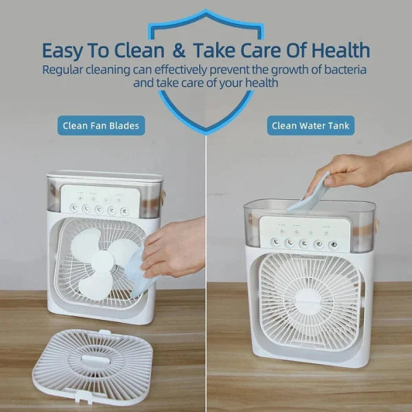 Portable Air Conditioner Fan Usb Electric Fan , Fine Mist Water, And Humidifier Function – Random Color 9.5 Inch